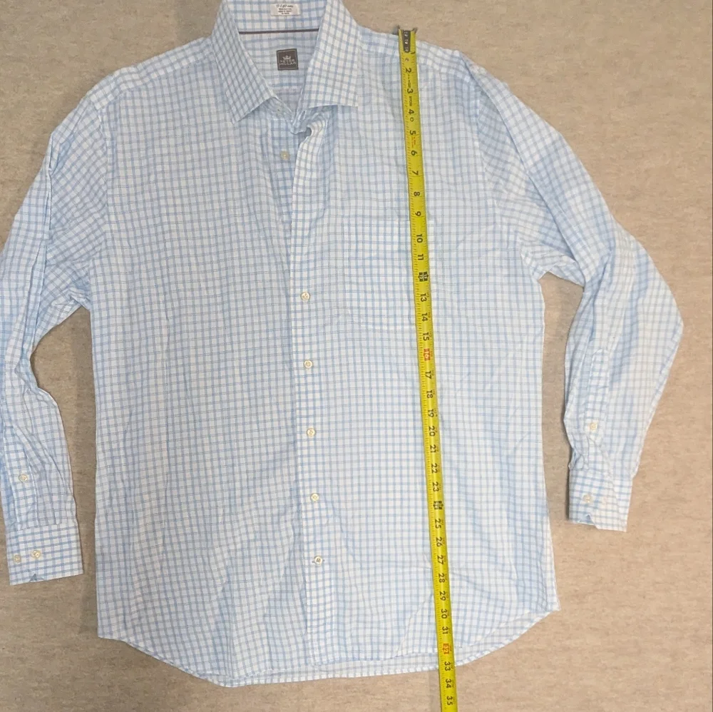 Peter Millar Sky Blue & White Checkered Cotton Button Down Shirt Mens Size 17-43 - Picture 4 of 7